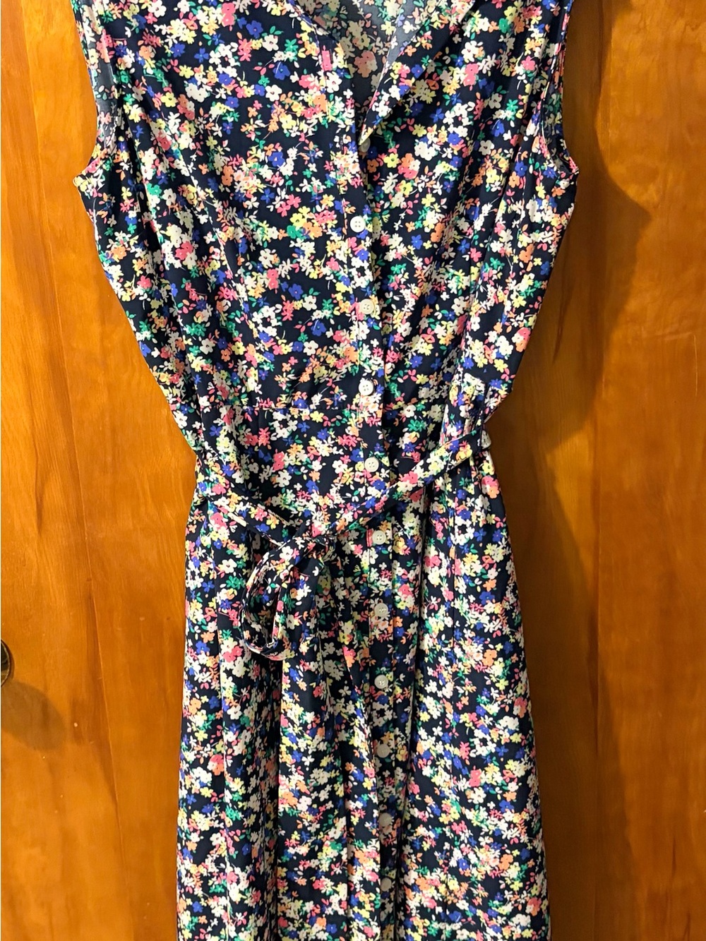 Harper Rose Navy Floral Button-Front Tie-Waist Dress